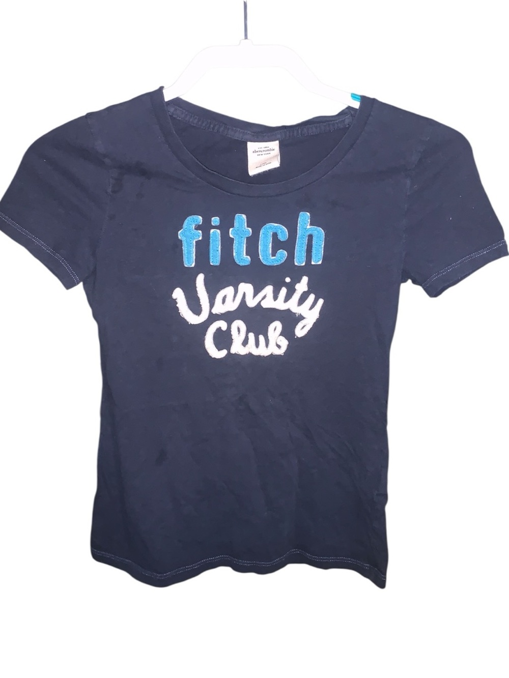 Abercrombie & Fitch Varsity Club Navy Blue Kids Short Sleeve Tee Shirt Large